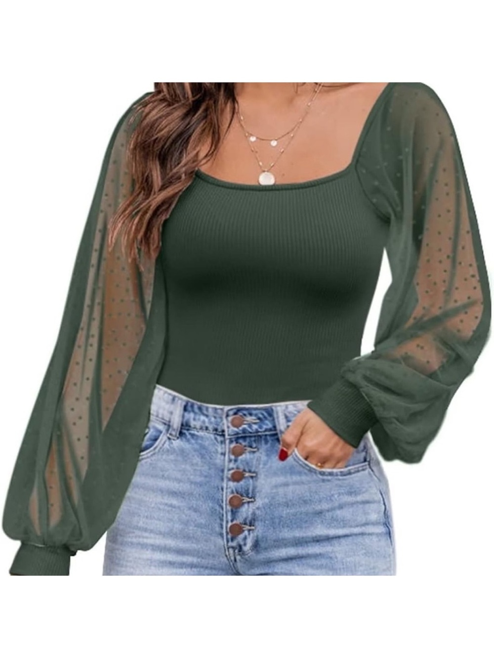Sheer Dot Sleeve Top